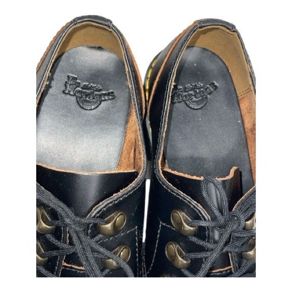 Dr Martens Leona Lug Sole Platform Derby Black Leather Shoes Sz 10 - Picture 2 of 6